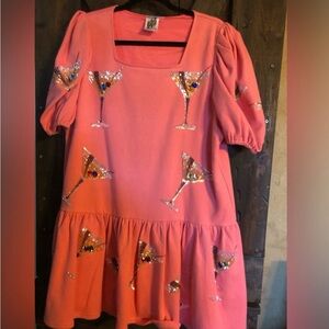 QUEEN OF SPARKLES Pink Dress with Sequin Cocktails